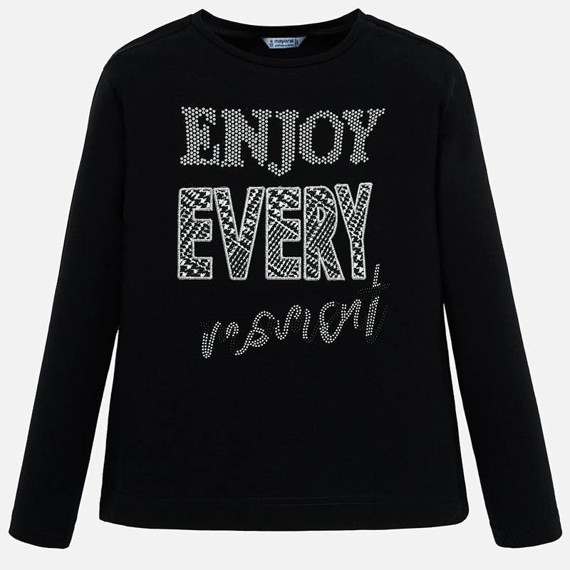 Koszulka z długim rękawem bawełniana dla dziewczynki Mayoral 7017-55 Czarny -  - #tag1# - #tag2# - #tag3# - #tag4#