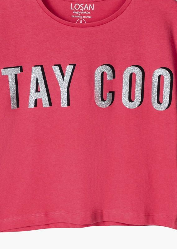 Koszulka z krótkim rękawem dziewczęca Losan 114-1680AL-075 kolor Fuksja -  - #tag1# - #tag2# - #tag3# - #tag4#