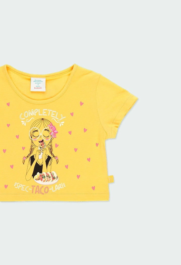 Koszulka z nadrukiem dla dziewczynki Boboli 494052-1165 kolor żółty -  - #tag1# - #tag2# - #tag3# - #tag4#