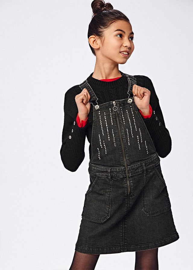 Mayoral 11-07908-081 Spódnica ogrodniczka dziewczeca 7908-81 Czarny -  - #tag1# - #tag2# - #tag3# - #tag4#