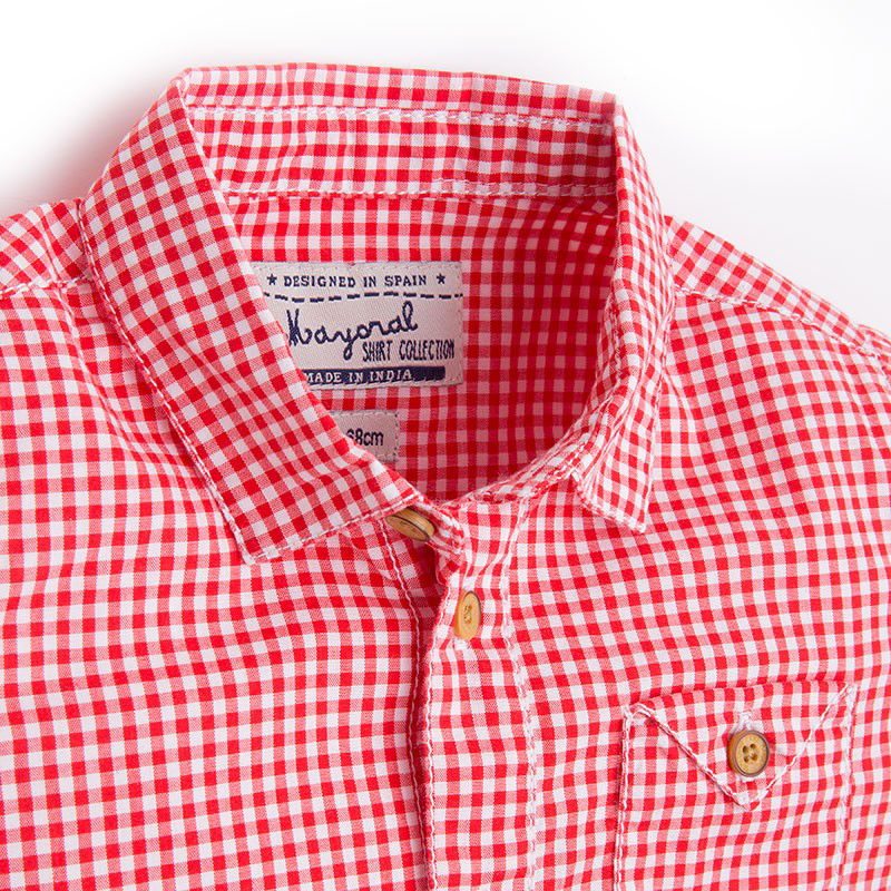 Mayoral 1156-95 Koszula krót.ręk.krata  kolor Czerwony -  - #tag1# - #tag2# - #tag3# - #tag4#