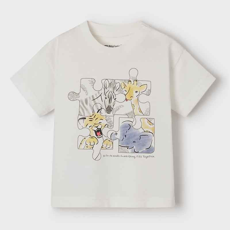 Mayoral 22-01013-059 Koszulka z krótkim rękawem chłopiec 1013-59 kremowy -  - #tag1# - #tag2# - #tag3# - #tag4#