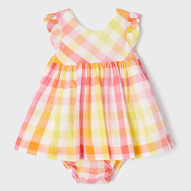 Mayoral 22-01927-053 Sukienka w kratkę dziewczynka 1927-53 koralowy -  - #tag1# - #tag2# - #tag3# - #tag4#