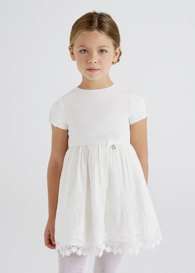 Mayoral 22-03914-027 Linen dress with embroidery girl 3914-27 cream