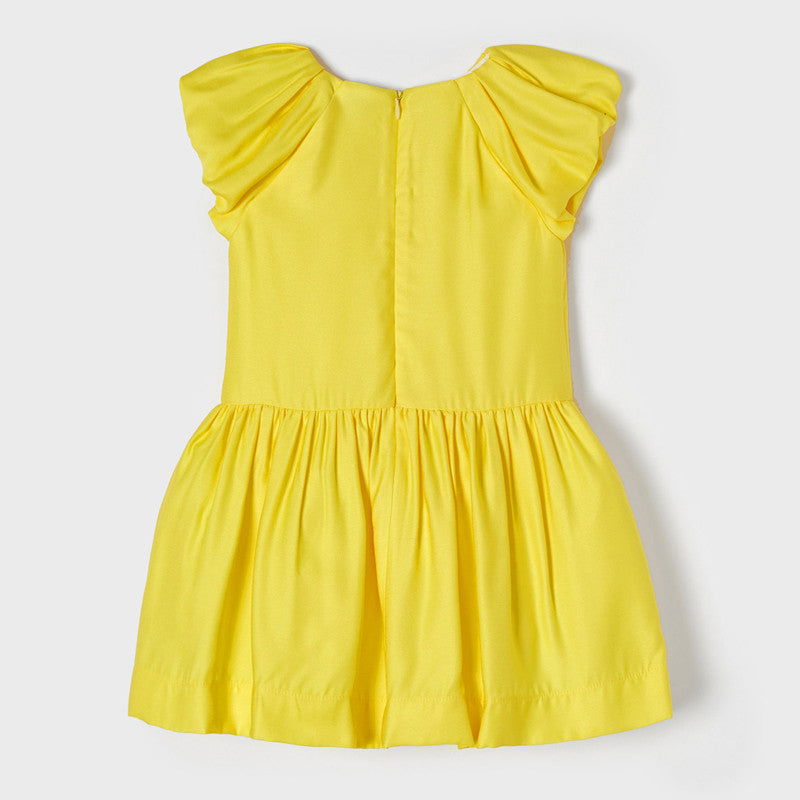 Mayoral 22-03922-062 Sukienka z kokardą dziewczynka 3922-62 cytrynowy -  - #tag1# - #tag2# - #tag3# - #tag4#