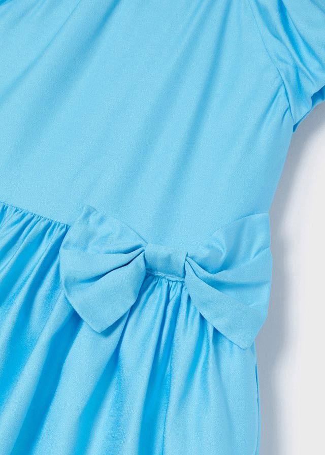 Mayoral 22-03922-064 Sukienka z kokardą dziewczynka 3922-64 turkus -  - #tag1# - #tag2# - #tag3# - #tag4#