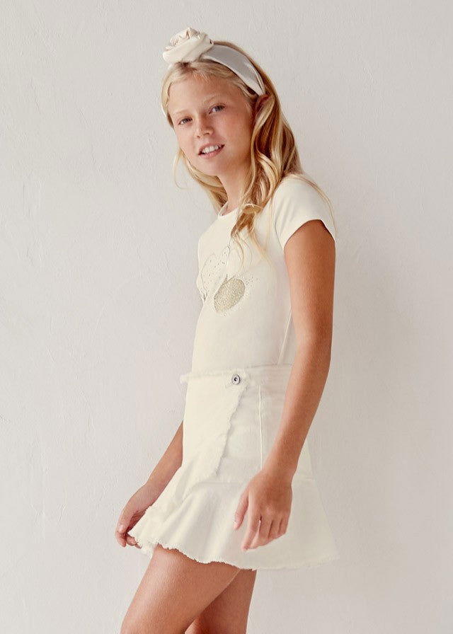 Mayoral 22-06950-092 Spódniczka z falbanką dziewczynka 6950-92 kremowy -  - #tag1# - #tag2# - #tag3# - #tag4#