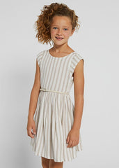 Mayoral 22-06968-048 Striped dress girl 6968-48 brown