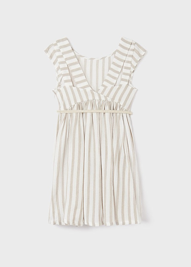 Mayoral 22-06968-048 Sukienka w paski dziewczynka 6968-48 brąz -  - #tag1# - #tag2# - #tag3# - #tag4#