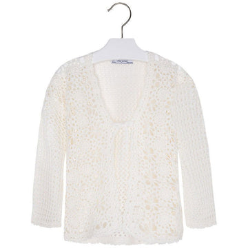 Mayoral 3318-63 Sweter rozpinany szydełko kolor Kość Słon. -  - #tag1# - #tag2# - #tag3# - #tag4#