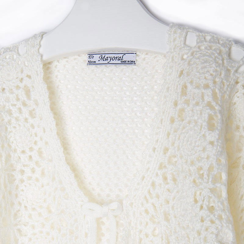 Mayoral 3318-63 Sweter rozpinany szydełko kolor Kość Słon. -  - #tag1# - #tag2# - #tag3# - #tag4#
