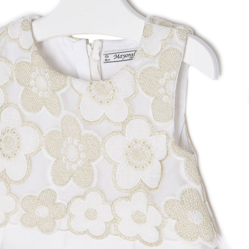 Mayoral 3924-86 Sukienka haft z tiulem  kolor Kremowy -  - #tag1# - #tag2# - #tag3# - #tag4#