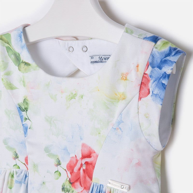 Mayoral 3943-81 Sukienka nadruk satyna  kolor Niebieski -  - #tag1# - #tag2# - #tag3# - #tag4#