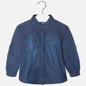 Mayoral 4152-48 Bluzka luźna jeans  kolor Ciemny -  - #tag1# - #tag2# - #tag3# - #tag4#