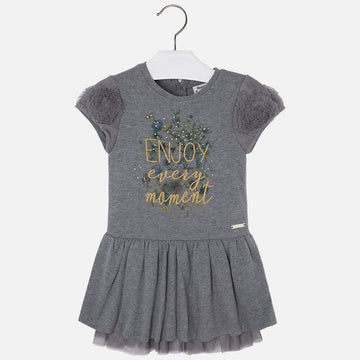 Mayoral 4949-51 Sukienka dzian.drap. tiul  kolor Stal -  - #tag1# - #tag2# - #tag3# - #tag4#