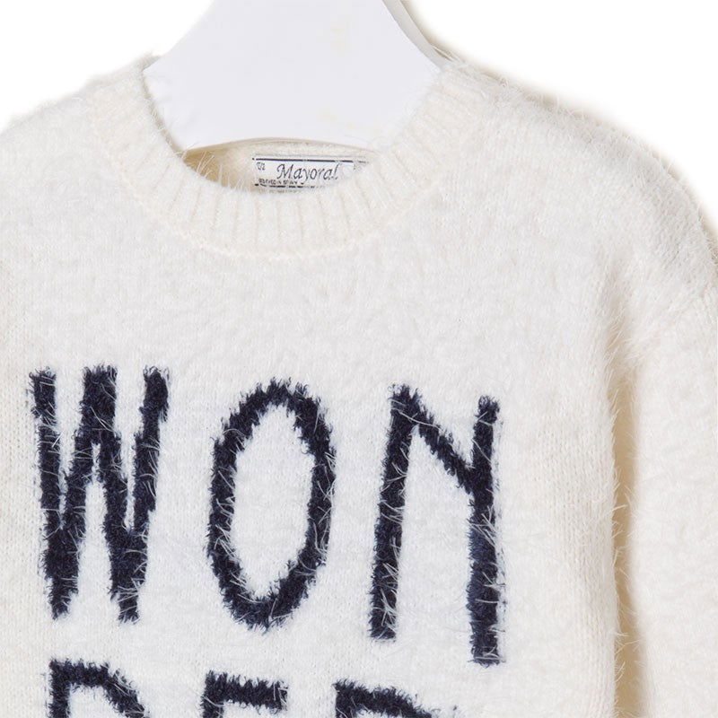 Mayoral 4958-10 Sukienka trykot "wonderful" kolor Len -  - #tag1# - #tag2# - #tag3# - #tag4#