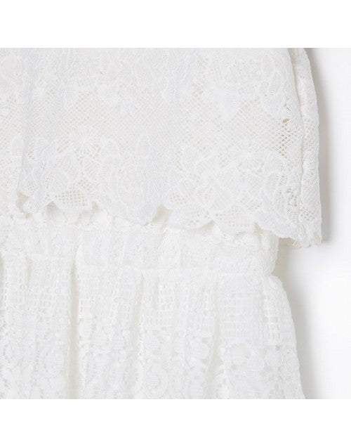 Mayoral 6954-34 Sukienka z koronką  kolor Kremowy -  - #tag1# - #tag2# - #tag3# - #tag4#