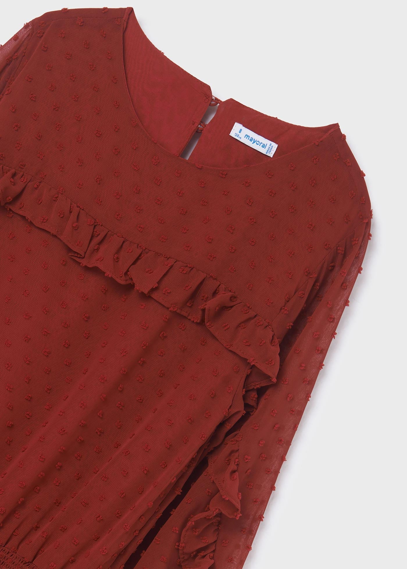 Mayoral 7935-91 Sukienka elegancka dziewczynka kolor owoc granatu -  - #tag1# - #tag2# - #tag3# - #tag4#