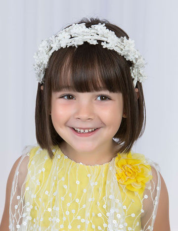 Opaska w kwiaty z gipiurą dla dziewczynki Abel & Lula 5432-1 Biały -  - #tag1# - #tag2# - #tag3# - #tag4#