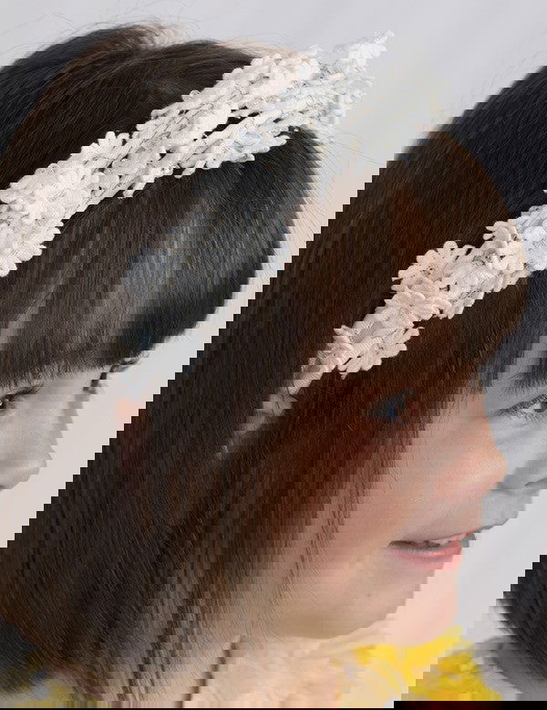 Opaska w kwiaty z gipiurą dla dziewczynki Abel & Lula 5432-1 Biały -  - #tag1# - #tag2# - #tag3# - #tag4#