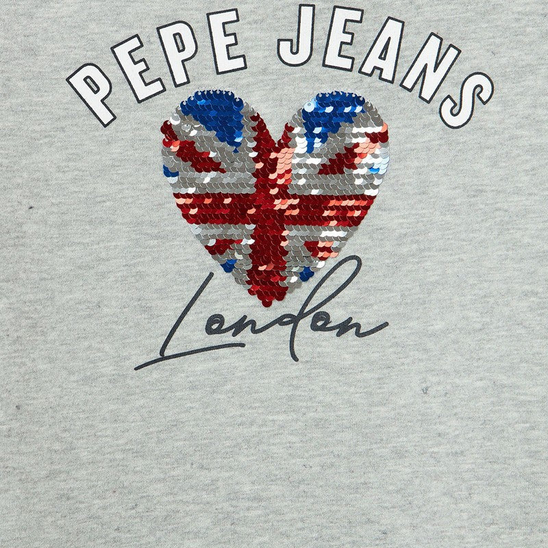 Pepe Jeans Bluza z sercem DANIELLE junior dziewczyna PG581191-933 GREY MARL -  - #tag1# - #tag2# - #tag3# - #tag4#