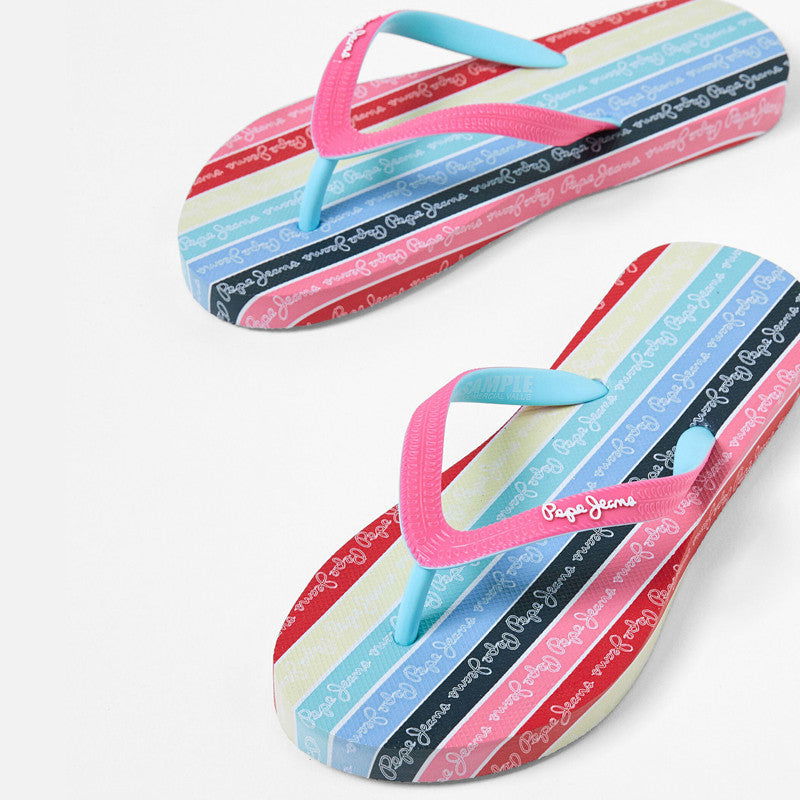 Pepe Jeans Klapki DORSET STRIPS junior girl PGS70049-325 PINK -  - #tag1# - #tag2# - #tag3# - #tag4#