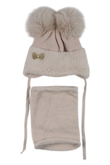 Beige Ambra hat and scarf set for girls A20-51125-1