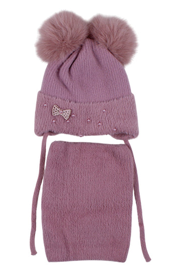 Girls' hat and scarf set, heather Ambra A20-51125-47