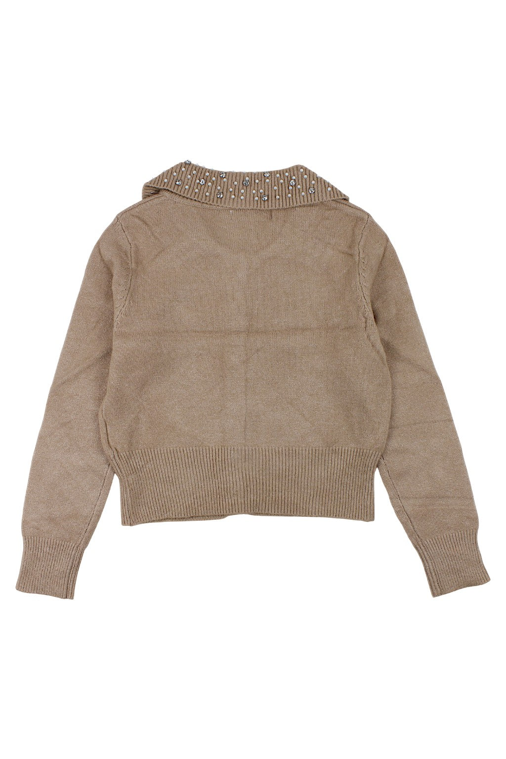 Girls' sweater with collar and decorations, beige Injuly AZ-7004-221025-1