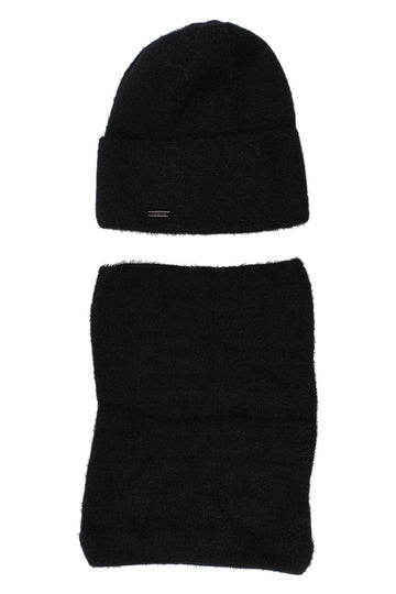 Girls' hat and scarf set, black, Grans B388-P-221025-13