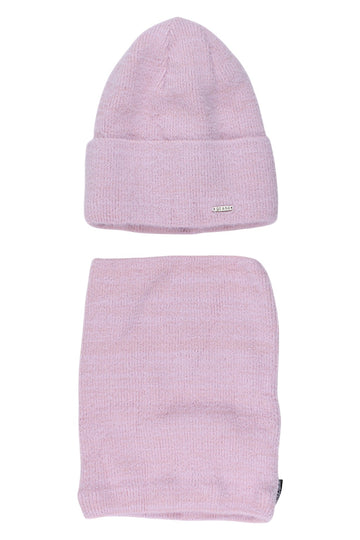 Girls' pink hat and scarf set Grans B388-P-221025