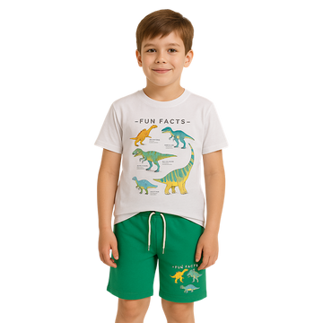 Boy's Dinosaurs Shorts Set White Ceo c-003-14525-3