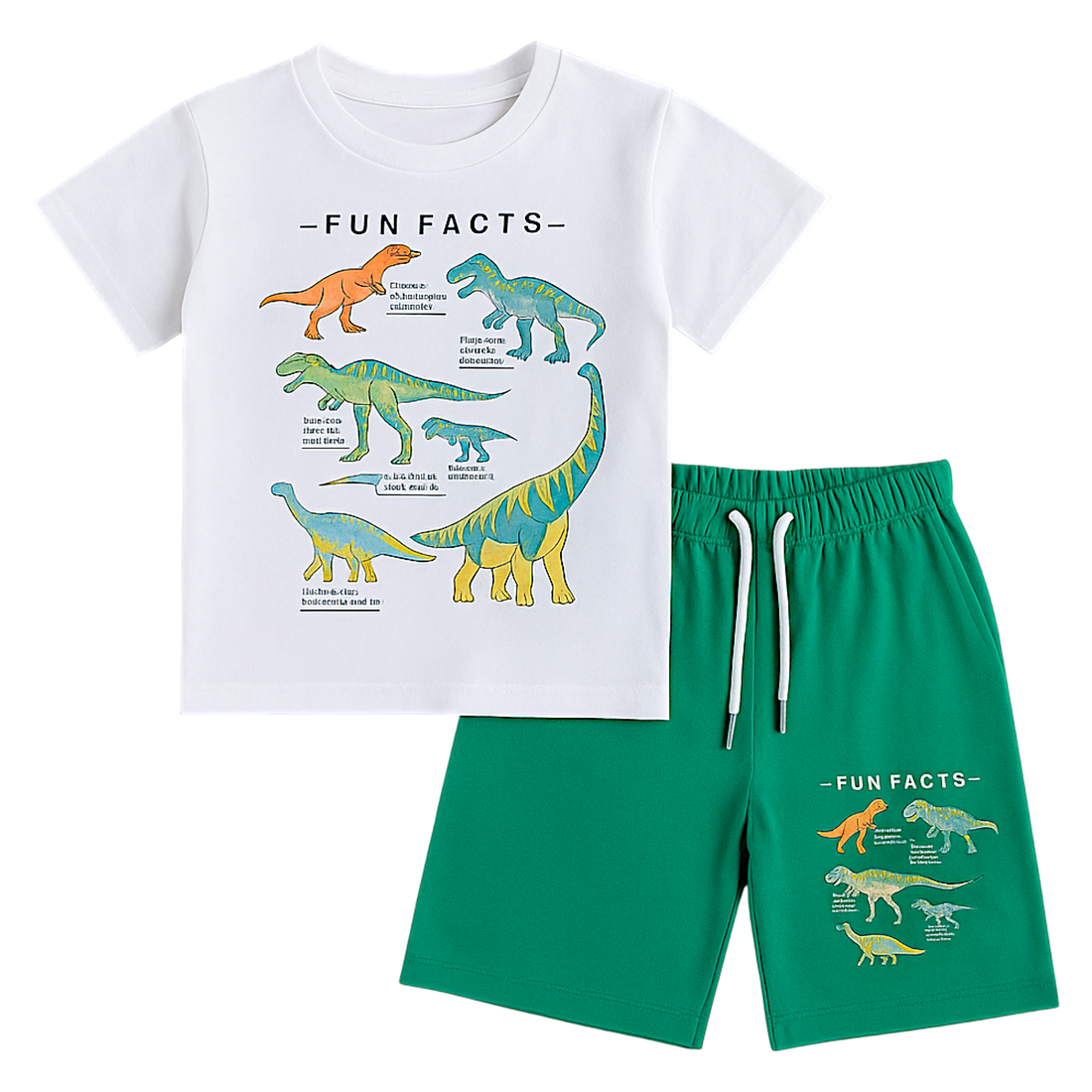 Boy's Dinosaurs Shorts Set White Ceo c-003-14525-3