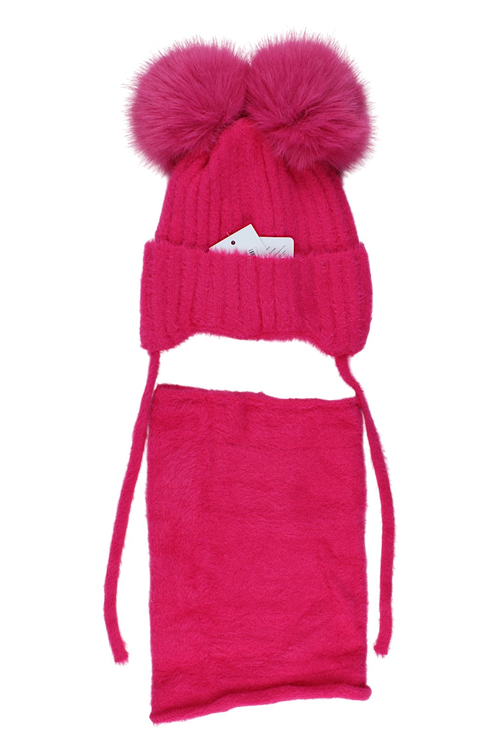 Girls' hat and scarf set, fuchsia, Ambra D69-51125