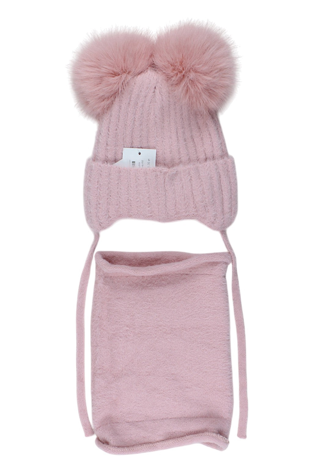 Girls' hat and scarf set, powder pink, Ambra D69-51125