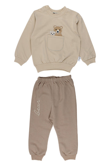 My Pretty Baby Teddy Bear in the Pocket Tracksuit for Boys, Beige, G172885-241025-1