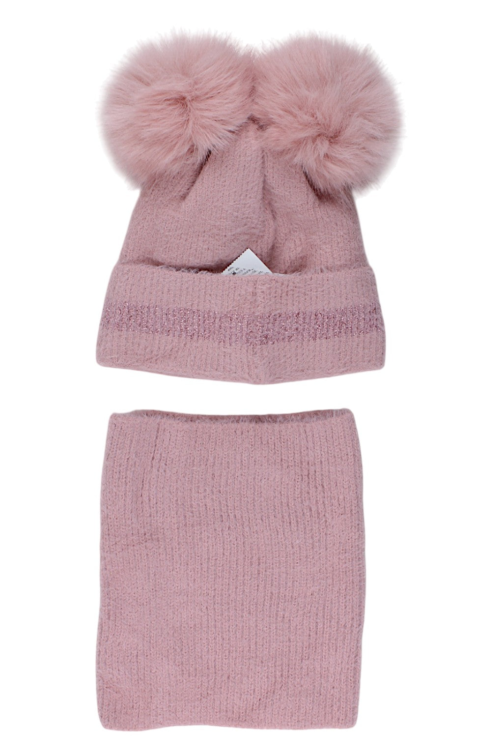 Girls' hat and scarf set, dusty pink, Ambra J13-51125-5