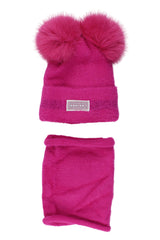 Girls' hat and scarf set, fuchsia Ambra J13-51125