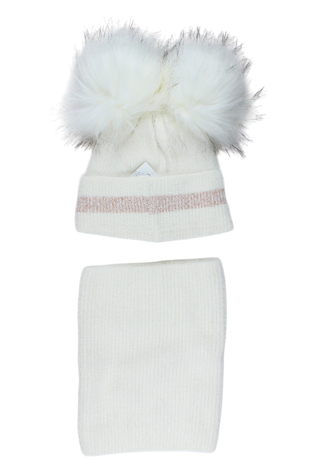 Girl's hat and scarf set, cream Ambra J13-51125-28
