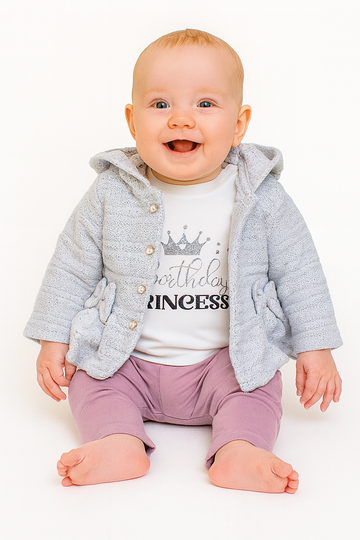 Girls' sweater set, ash gray, Arif Baby 1020-16725