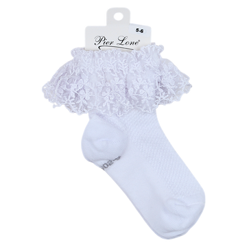 Girls socks white, lace, Pier Lone, P-1802-14425