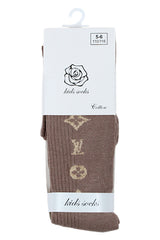 Patterned tights for girls, brown, Pier Lone Pl-1753-291025