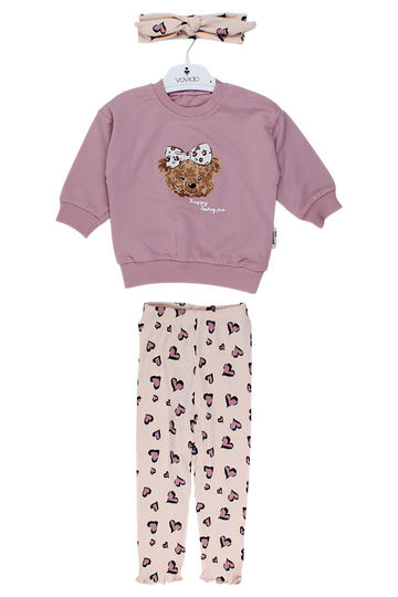 3-piece set with headband, girly, dusty pink, Vovido V2812-11925-5