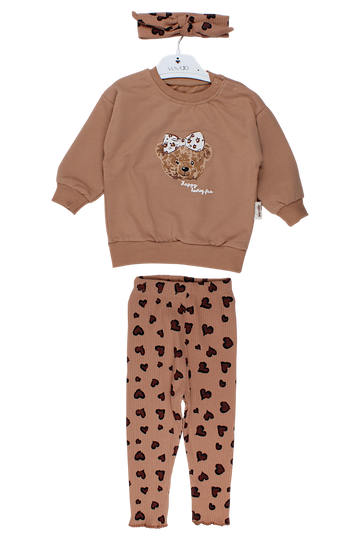 3-piece set with headband for girls, chocolate, Vovido V2812-11925