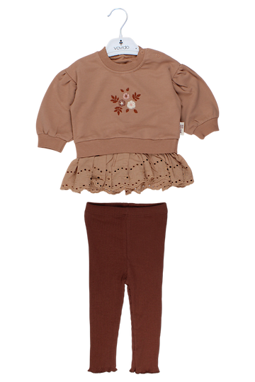 Set of ruffles with embroidery for girls, chocolate, Vovido V2815-11925