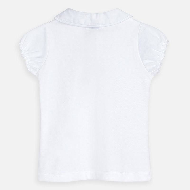 Cotton polo shirt with collar for girls Mayoral 3178-51 white