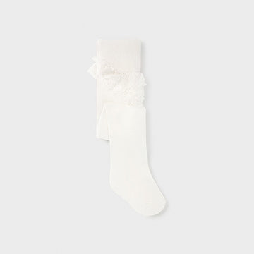 Mayoral 10003-77 Cream Ruffle Tights for Girls