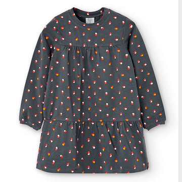 Polka dot dress for girls Boboli 435103-9923 color gray