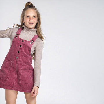 Girls Corduroy Bib Skirt Mayoral 7955-91 Pink
