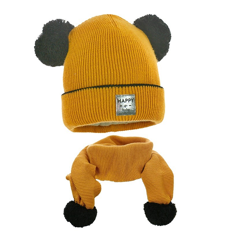 Pupill hat with scarf for girls TARA yellow